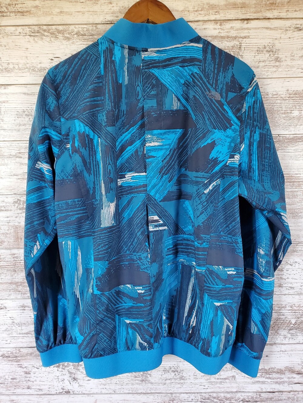 The North Face Rapido Running Jacket Blue Abstract Windbreaker Medium Gorpcore - Picture 3 of 12
